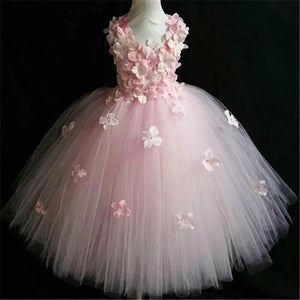 Girl's Flower Petal Tulle Fluffy Princess Dress